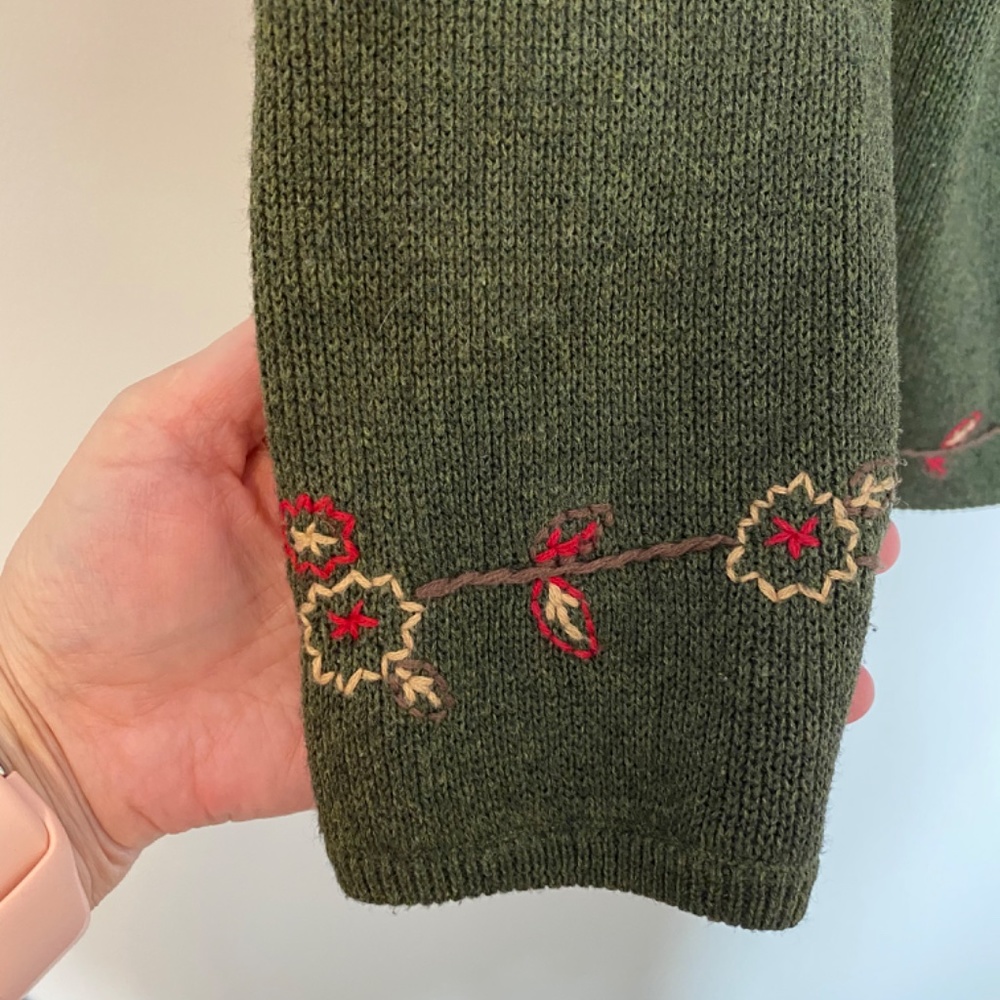 Vintage Tradition Country Collection Zippered Cardigan, XL, Green - Picture 2 of 5